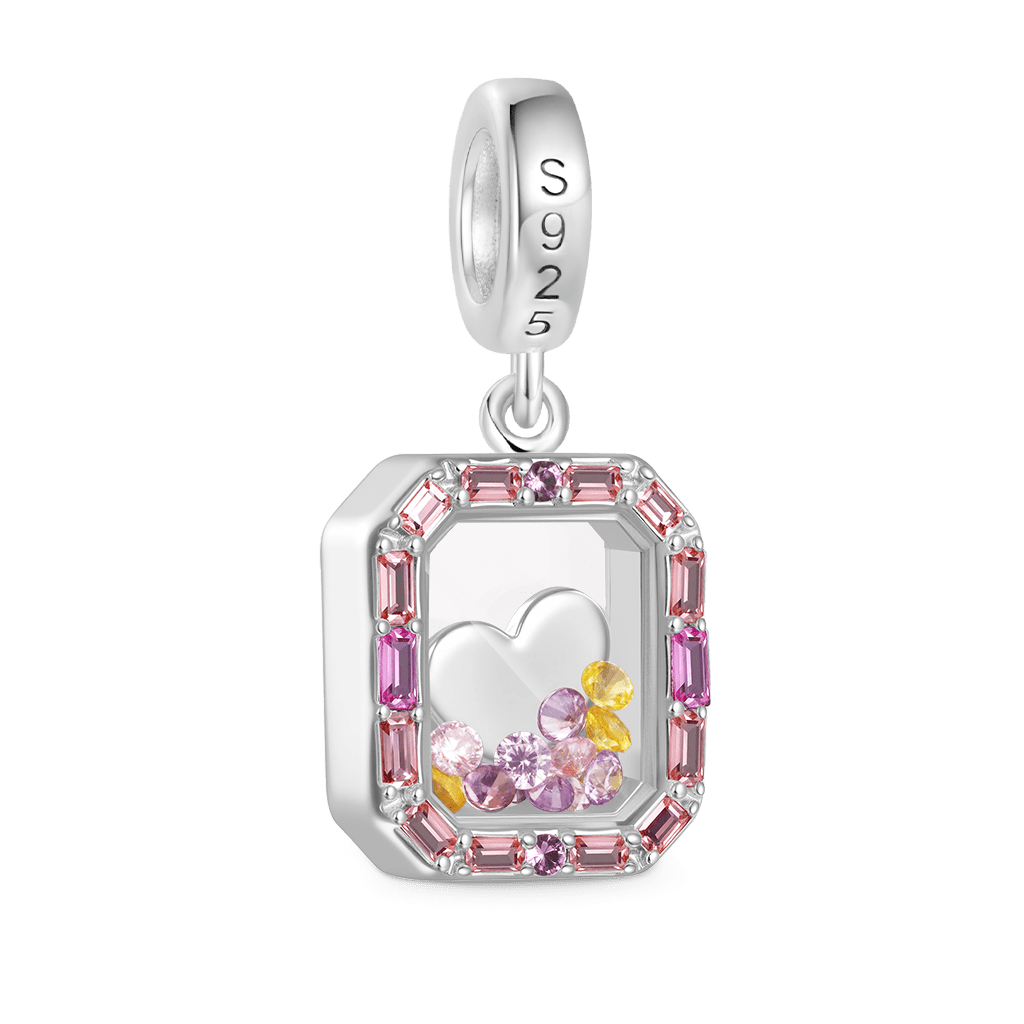 Gnoce Heart Engravable Glass Colored Diamond Pendant Dangle Charm_3