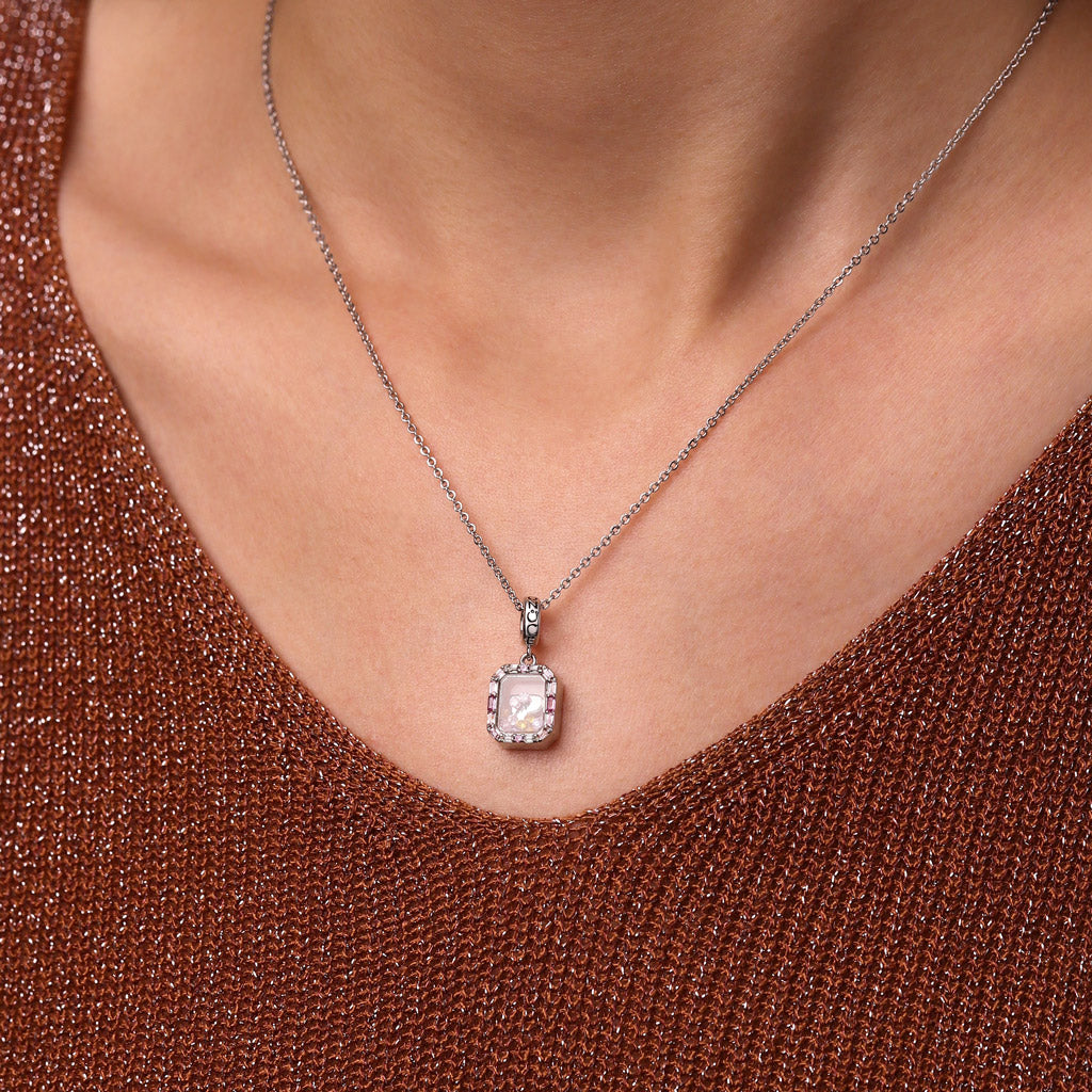 Gnoce Heart Engravable Glass Colored Diamond Pendant Dangle Charm_7