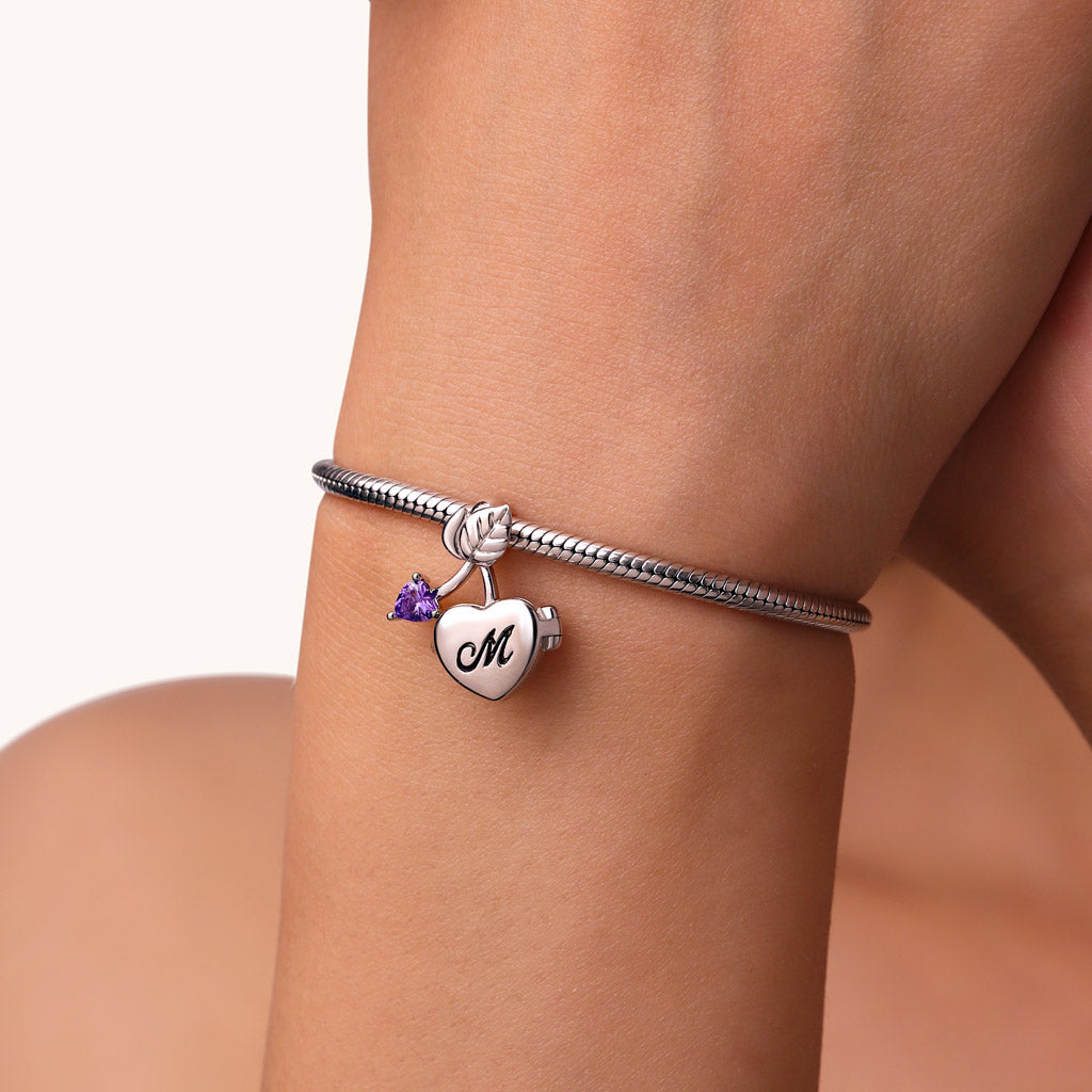Gnoce Cherry Heart Birthstone Personalized Photo Charm_7
