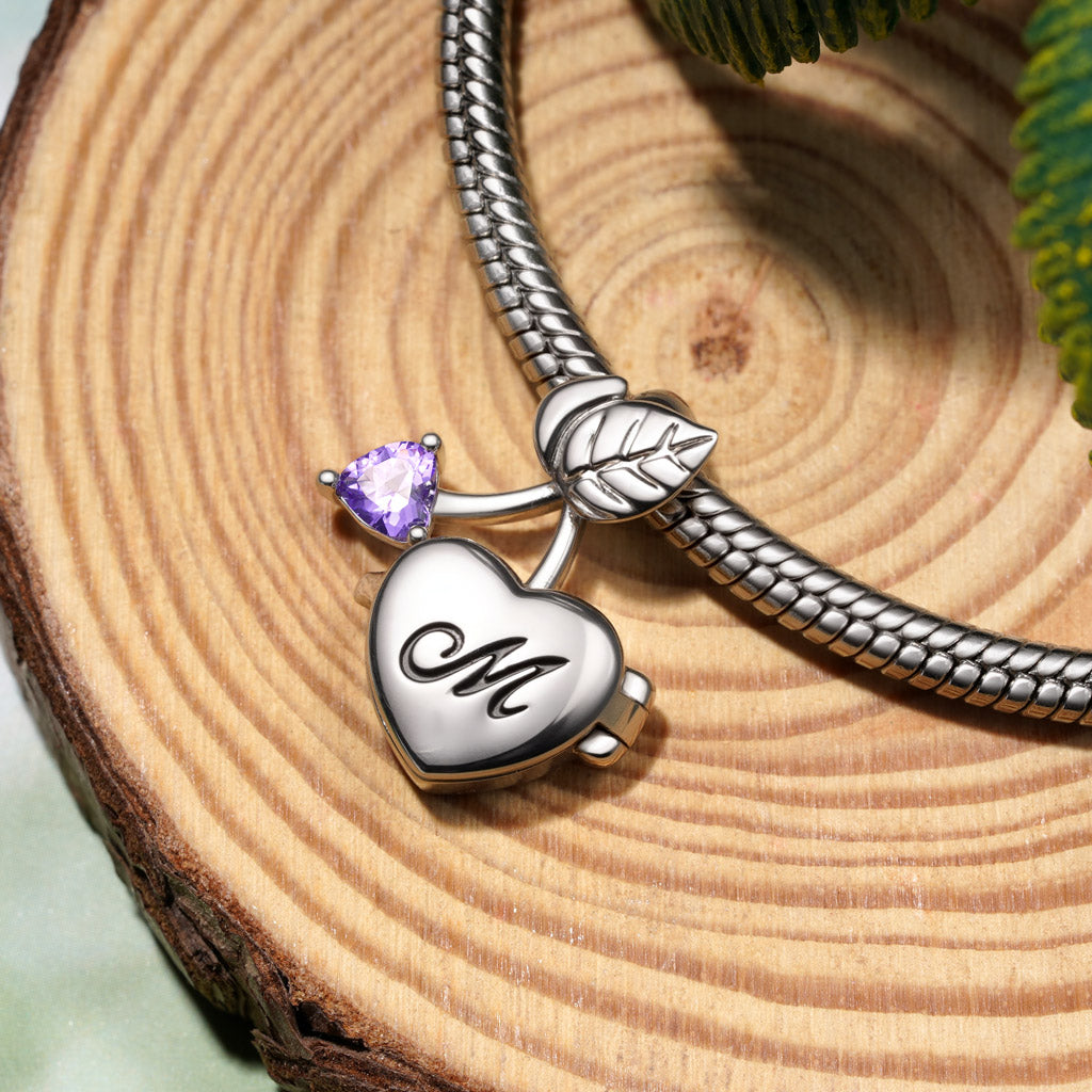 Gnoce Cherry Heart Birthstone Personalized Photo Charm_3