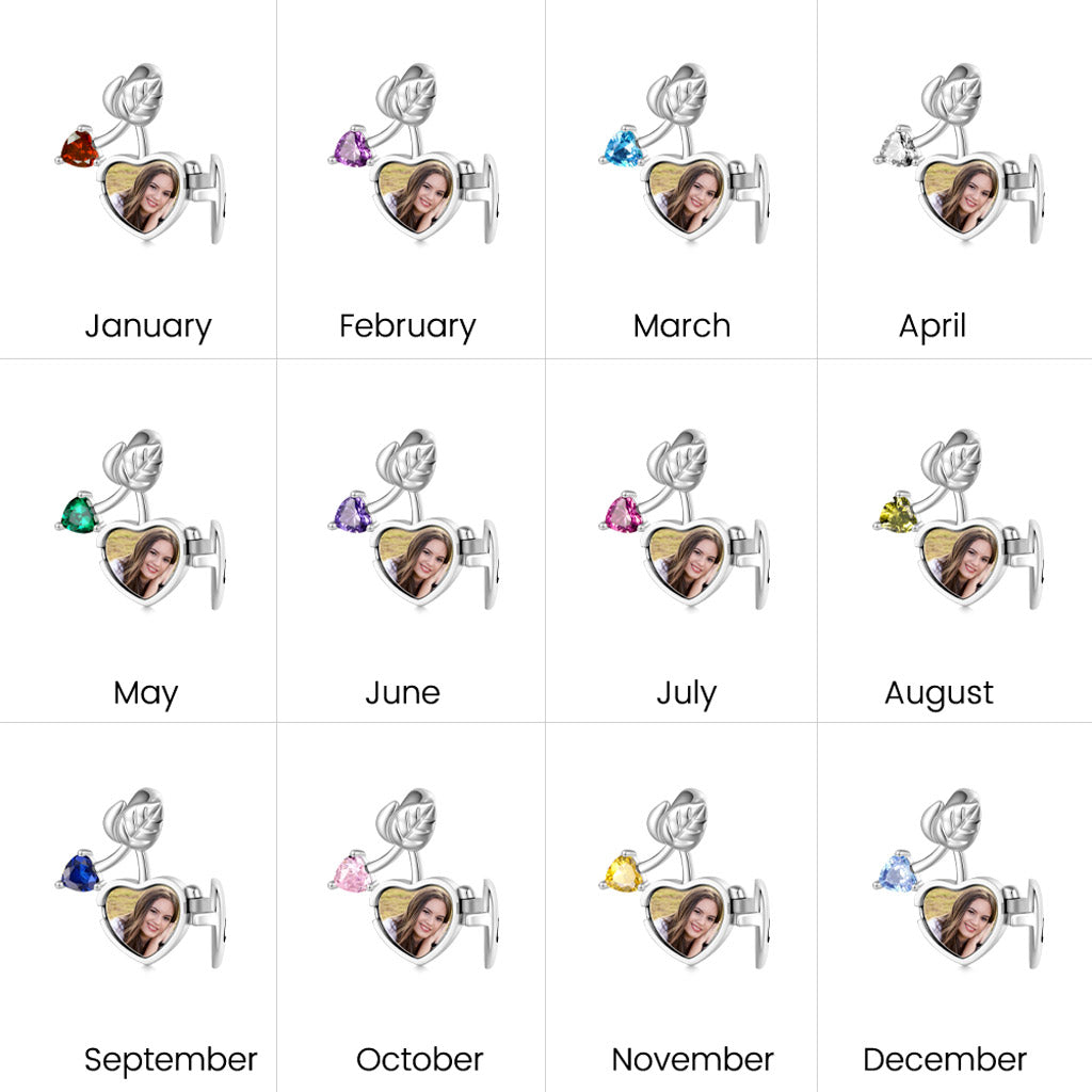 Gnoce Cherry Heart Birthstone Personalized Photo Charm_2