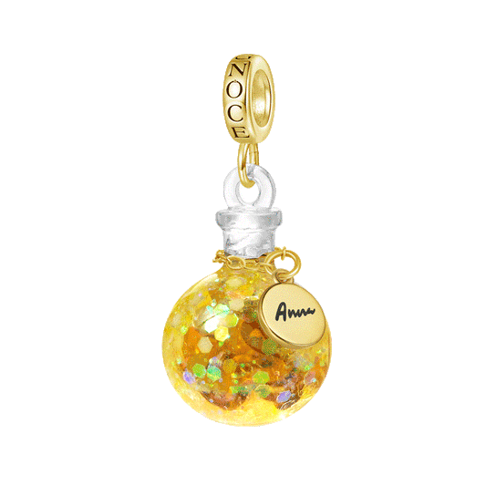 Gnoce Engravable Yellow Sequin Luminous Quicksand Bottle Pendant Dangle Charm_1