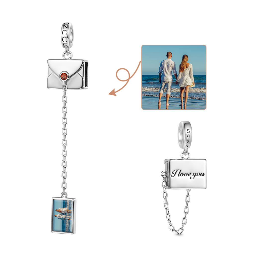 Gnoce Personalized Photo Secret Love Envelope Pendant Dangle Charm_1