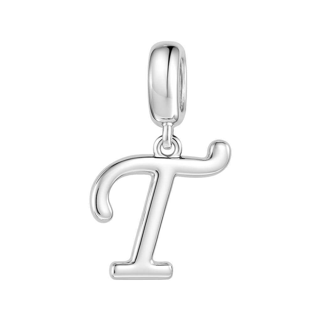 Gnoce "Trust You" Letter T 925 Sterling Silver Dangling Charm Great for Bracelet, Choker, Necklace_1