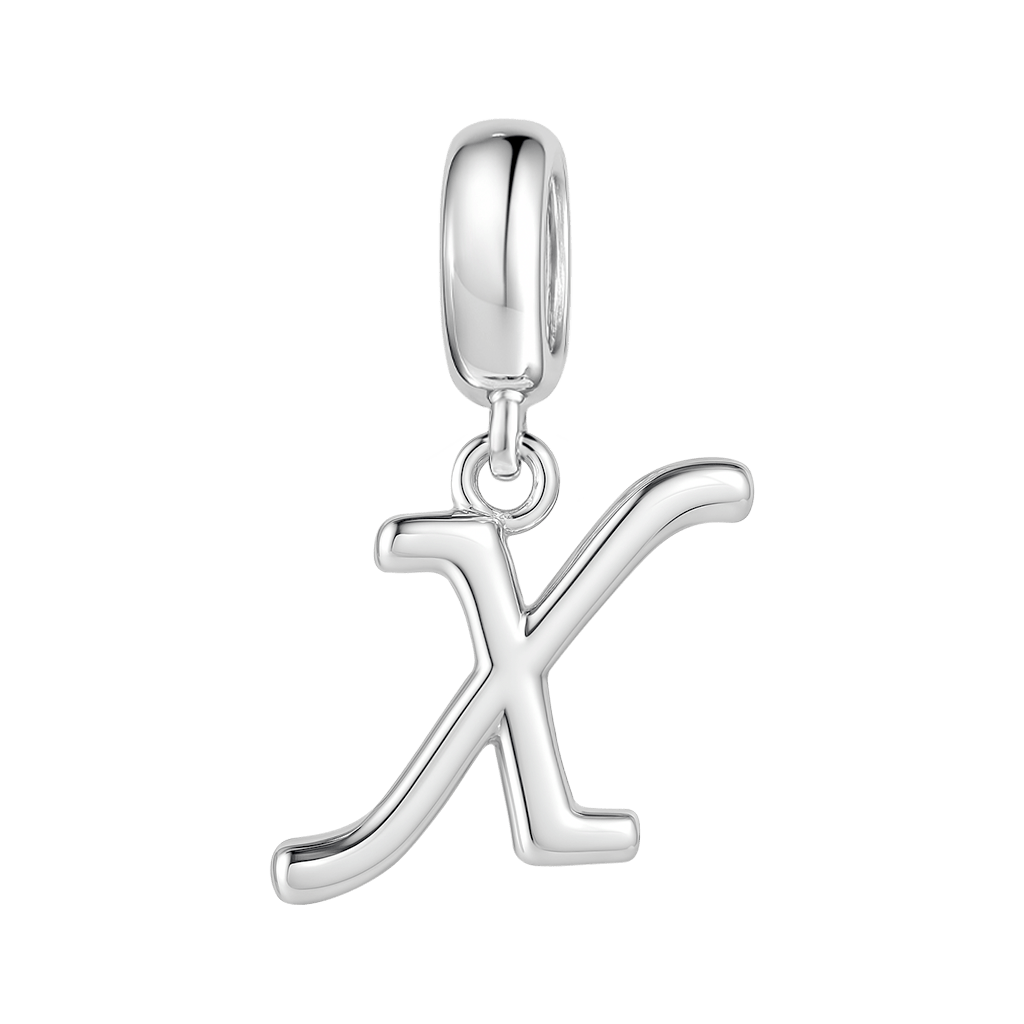 Gnoce "XOXO" Letter X 925 Sterling Silver Dangling Charm Great for Bracelet, Choker, Necklace_1