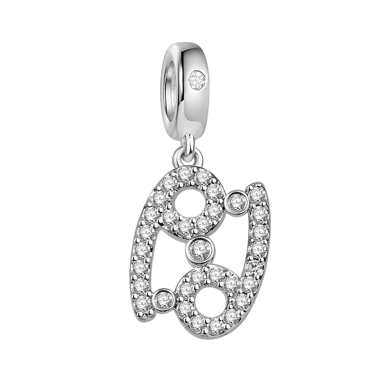 Gnoce "Enjoy the Shines" S925 Sterling Silver Cancer Charm Zodiac Sign Pendant With Cz For Bracelet_1