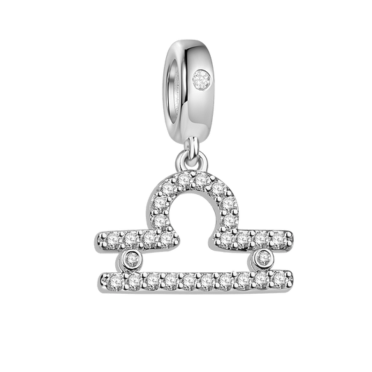 Gnoce "Hidden Talent" 925 Sterling Silver Libra Charm Zodiac Sign Pendant With Cz For Bracelet_1