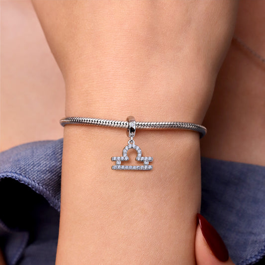 Gnoce "Hidden Talent" 925 Sterling Silver Libra Charm Zodiac Sign Pendant With Cz For Bracelet_3