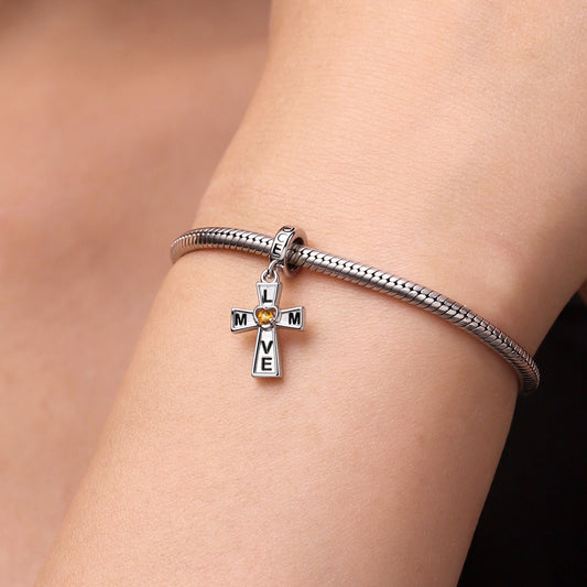 Gnoce Love Mom Cross Birthstone Pendant Dangle Charm_8