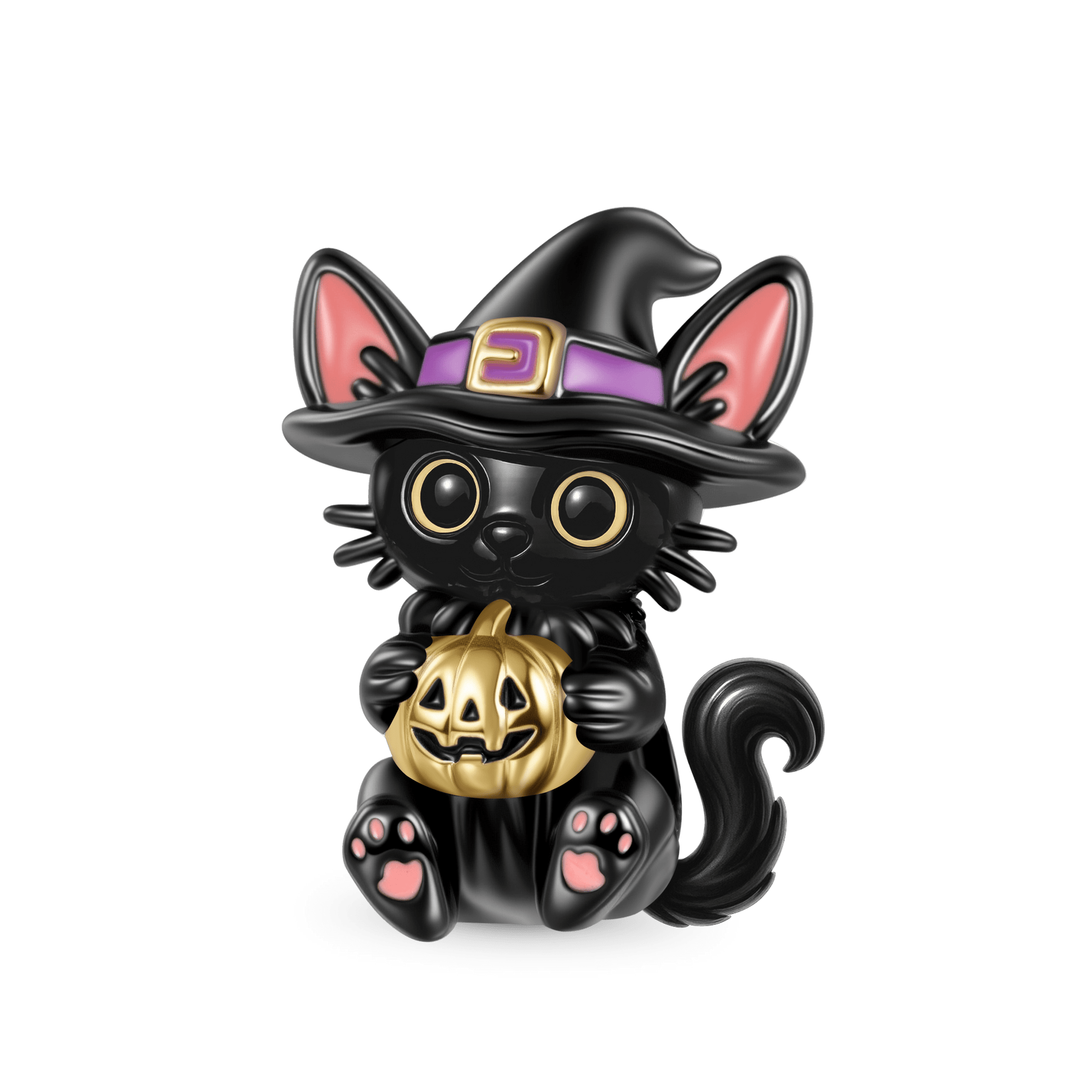 Gnoce Halloween Black Cat Wizard Embrace Pumpkin Charm_1
