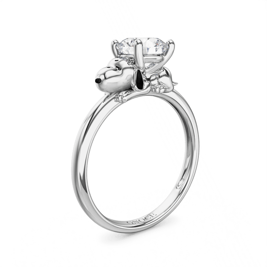 Gnoce Peanuts Snoopy Embraces Moissanite Round Cut Ring_1