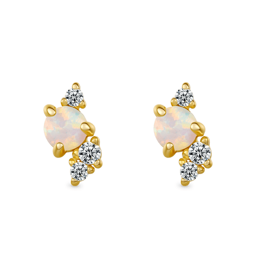 Gnoce 14K/10K Solid Gold Moissanite Opal Stud Earrings_4