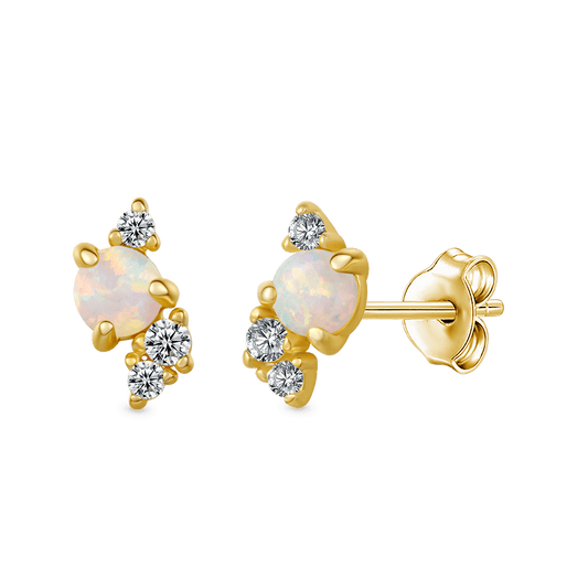 Gnoce 14K/10K Solid Gold Moissanite Opal Stud Earrings_1