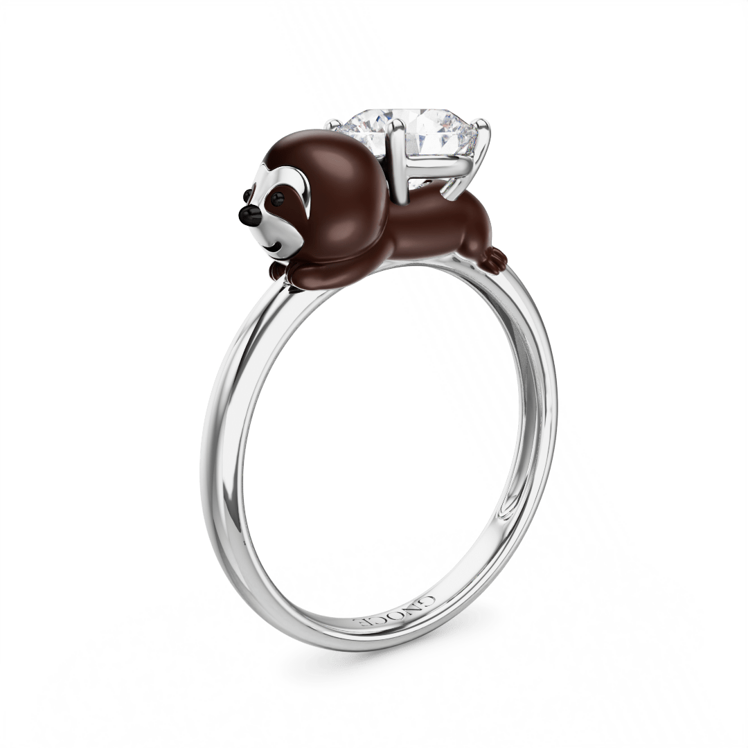Gnoce Sloth Embraces Moissanite Round Cut Ring_1