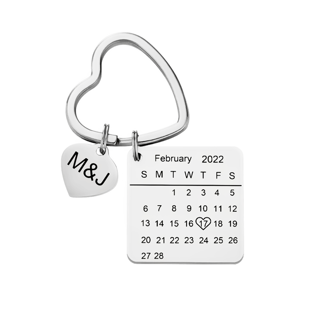 Gnoce Custom Engraved Calendar Heart Keychain_1