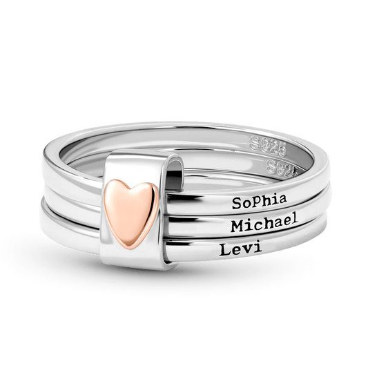 Gnoce Personalized Engraved Heart Stacking Rings_1