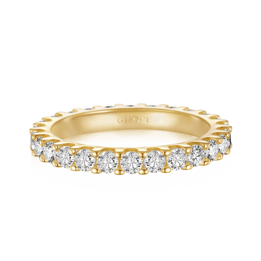 Gnoce 14K/10K Solid Gold Micro Pave Moissanite Eternity Ring_1