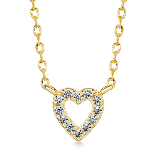 Gnoce 14K/10K Solid Gold Moissanite Love Heart Necklace_1