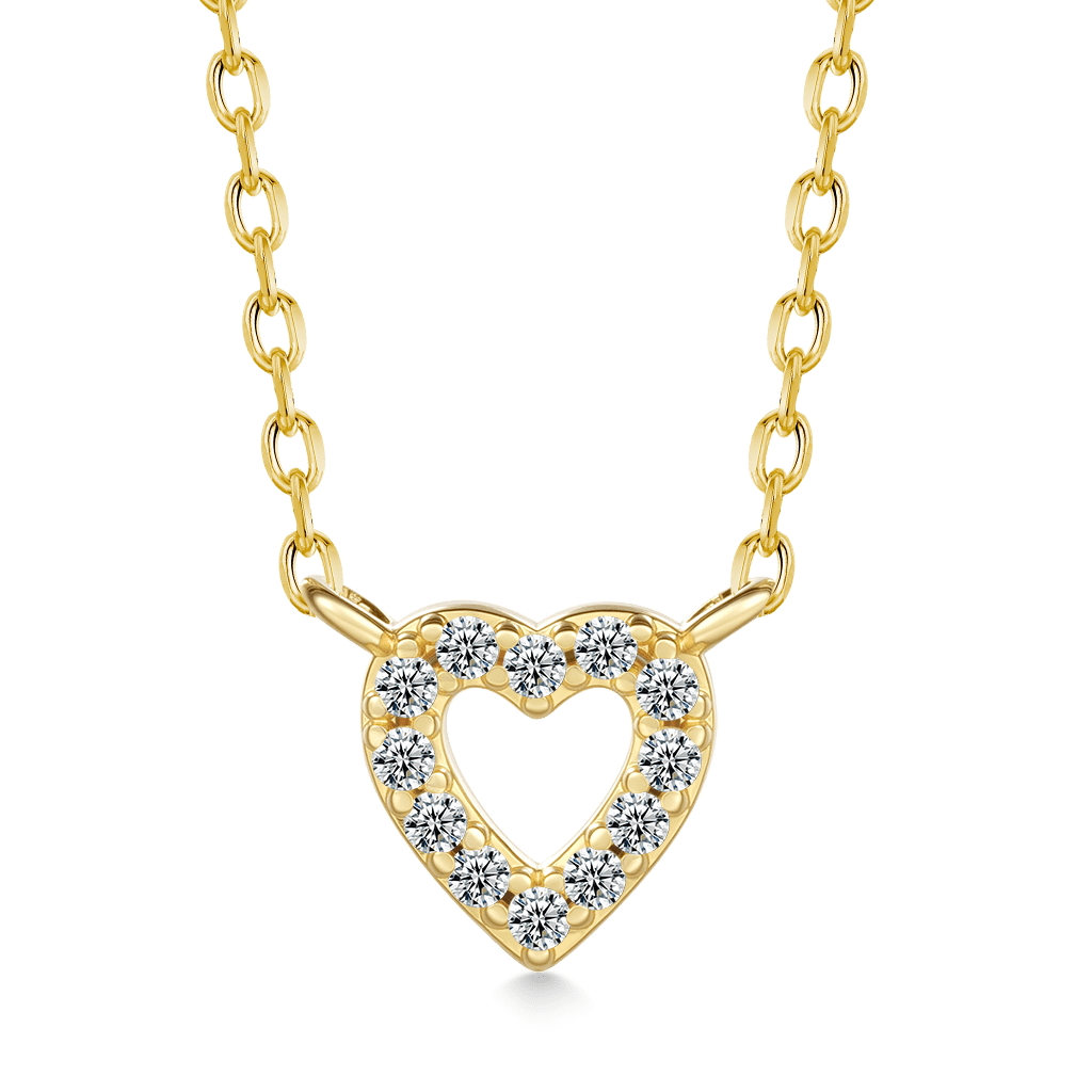 Gnoce 14K/10K Solid Gold Moissanite Love Heart Necklace_1
