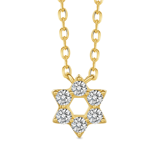 Gnoce 14K/10K Solid Gold Moissanite Hexagram Necklace_1