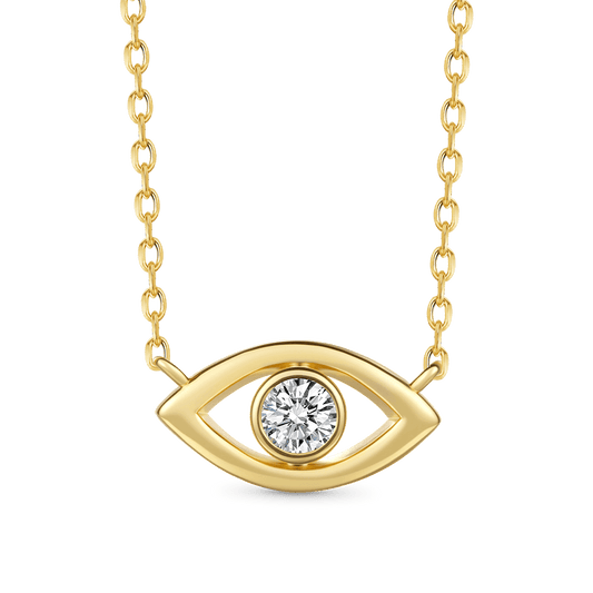 Gnoce 14K/10K Solid Gold Moissanite Evil Eye Necklace_1