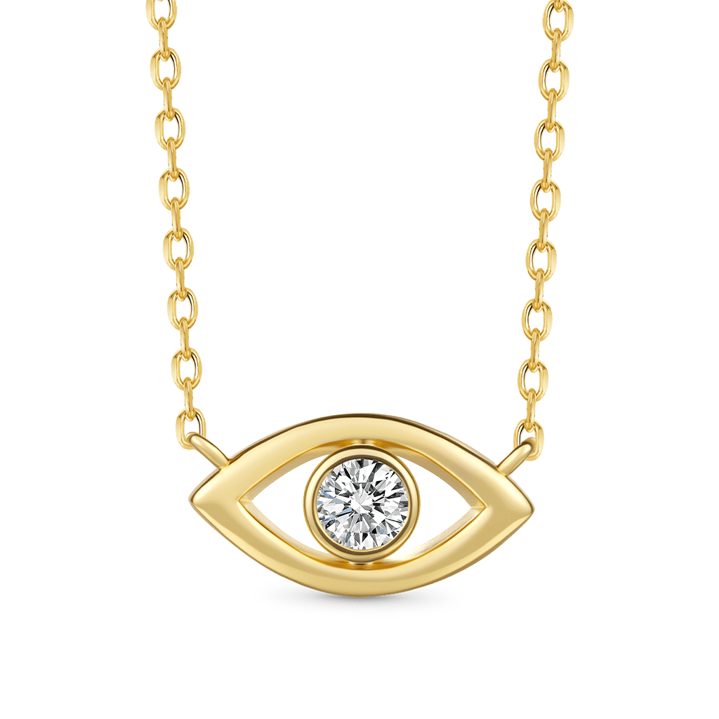Gnoce 14K/10K Solid Gold Moissanite Evil Eye Necklace_1