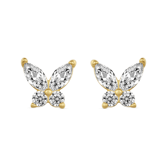 Gnoce 14K/10K Solid Gold Moissanite Butterfly Stud Earrings_4