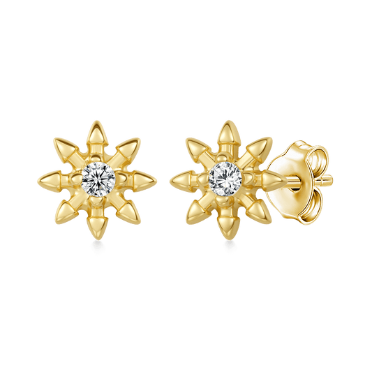Gnoce 14K/10K Solid Gold Moissanite Spiked Star Stud Earrings_1
