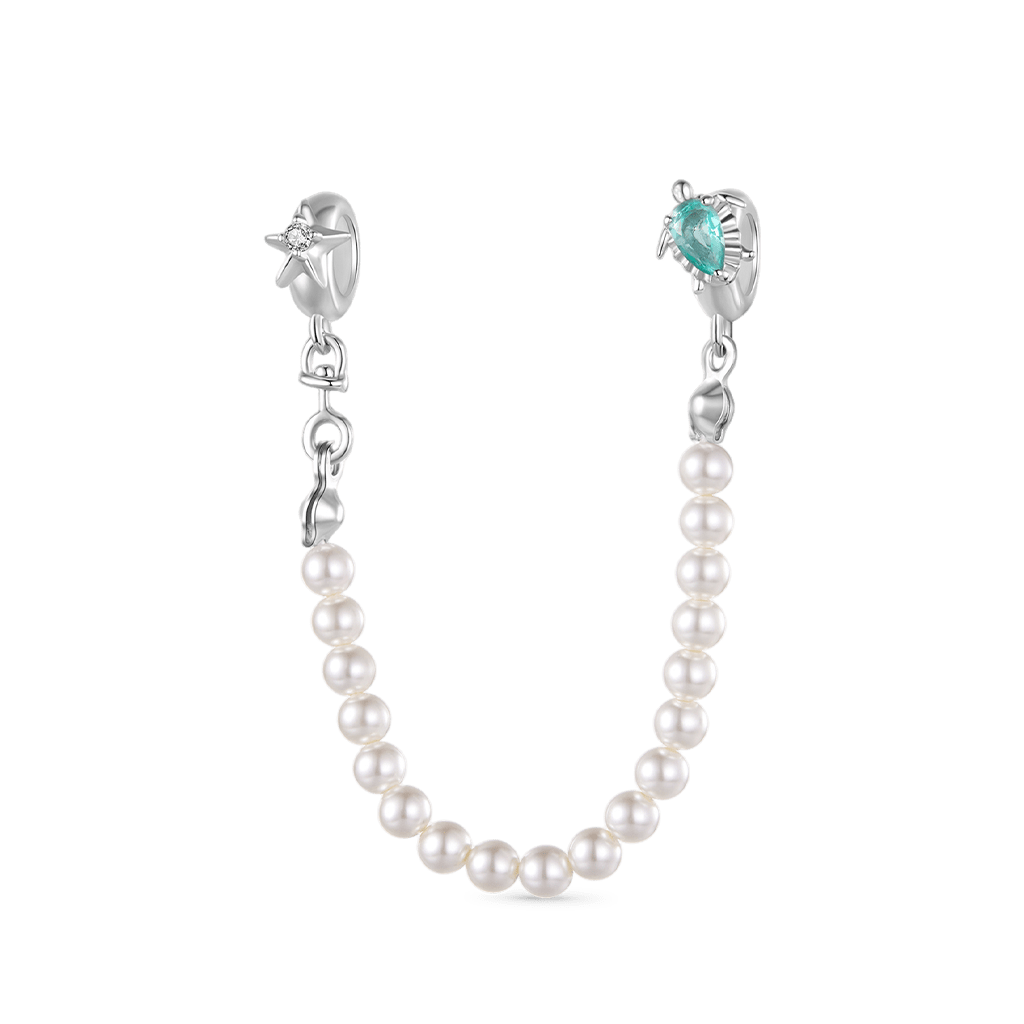 Gnoce Starfish & Turtle Pearl Safety Chain Charm_1