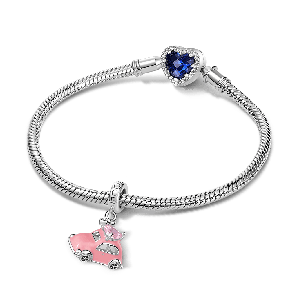 Gnoce Valentine's Day Pink Car Heart Pendant Dangle Charm_3