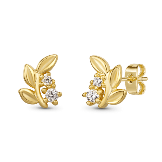 Gnoce 14K/10K Solid Gold Moissanite Leaf Stud Earrings_1