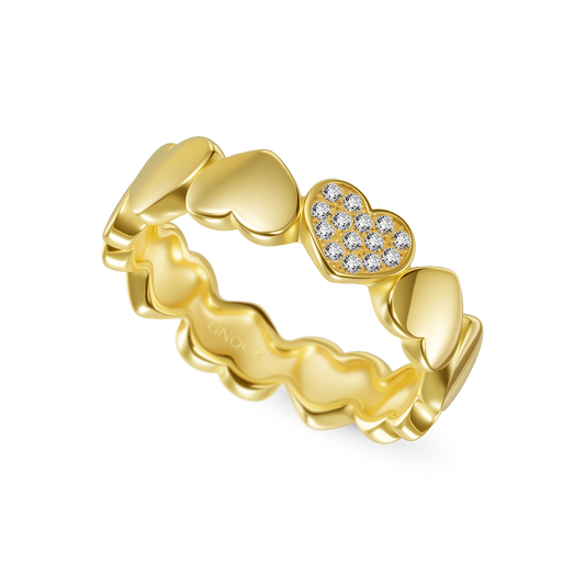 Gnoce 14K/10K Solid Gold Moissanite Heart Cluster Ring_4