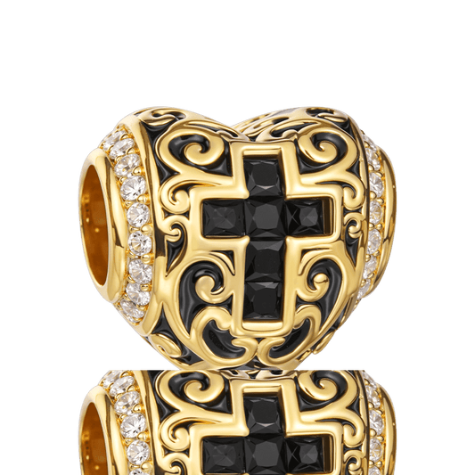 Gnoce Heart-shaped Retro Cross Charm_5