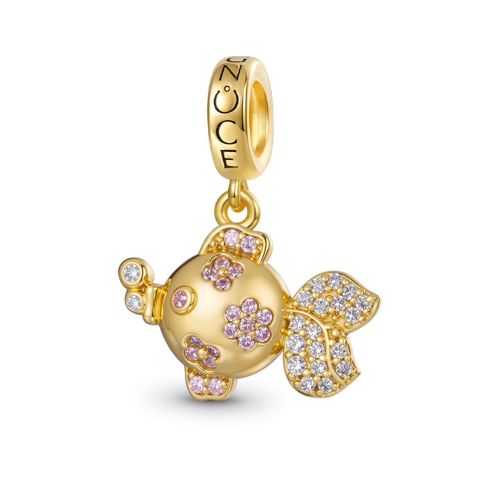 Gnoce Sparkling Playful Goldfish Pendant Dangle Charm_1