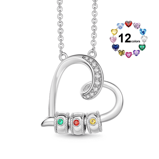 Gnoce Customized Birthstone Heart-shaped Openable Necklace_1