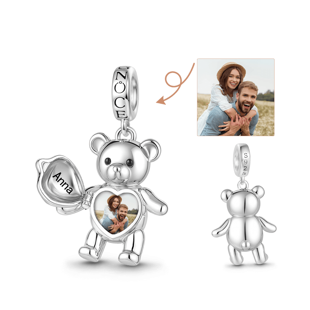 Gnoce Personalize Photo Engravable Bear Pendant Dangle Charm_1