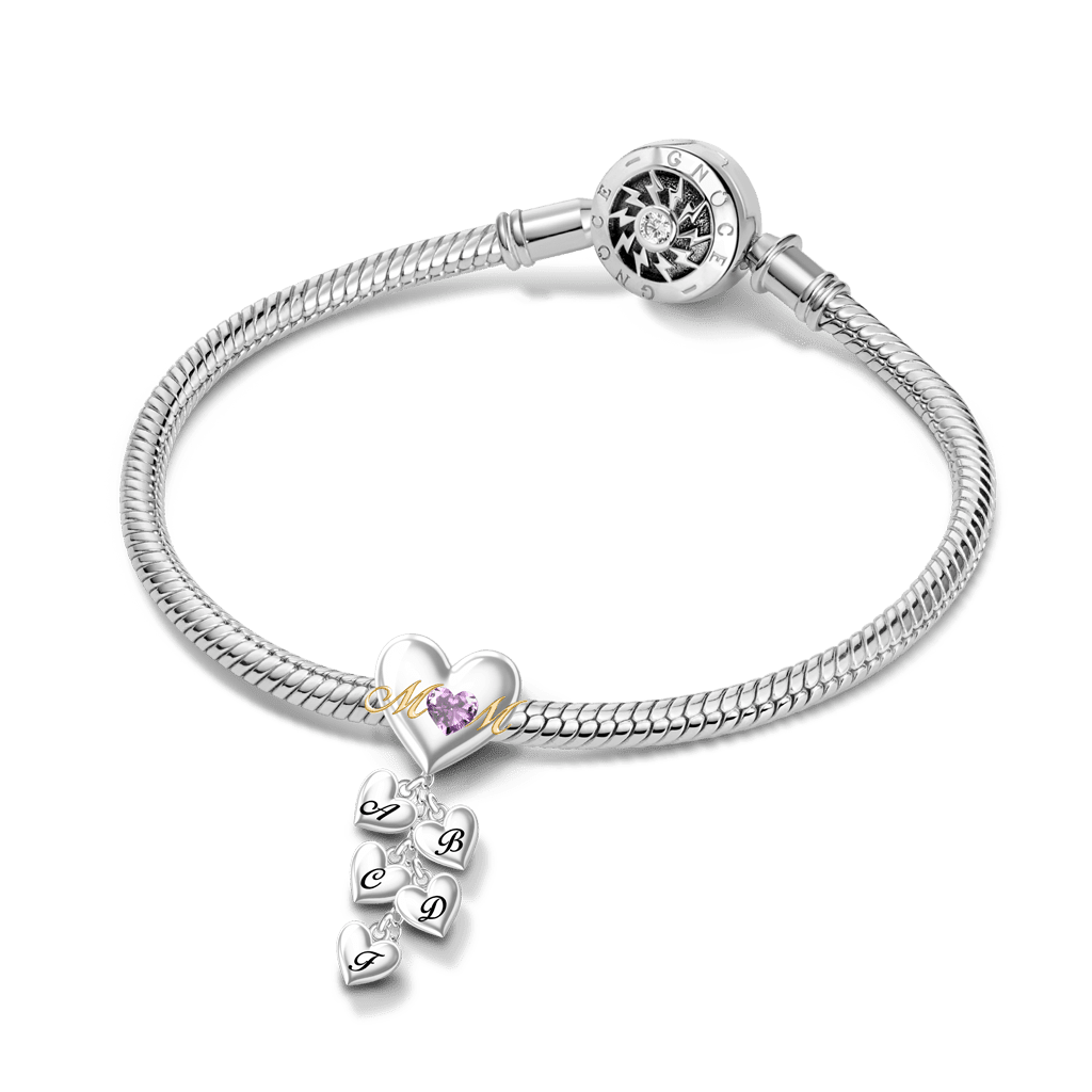 Gnoce Mother's Day Customized Birthday Stones and Initial Charm_4