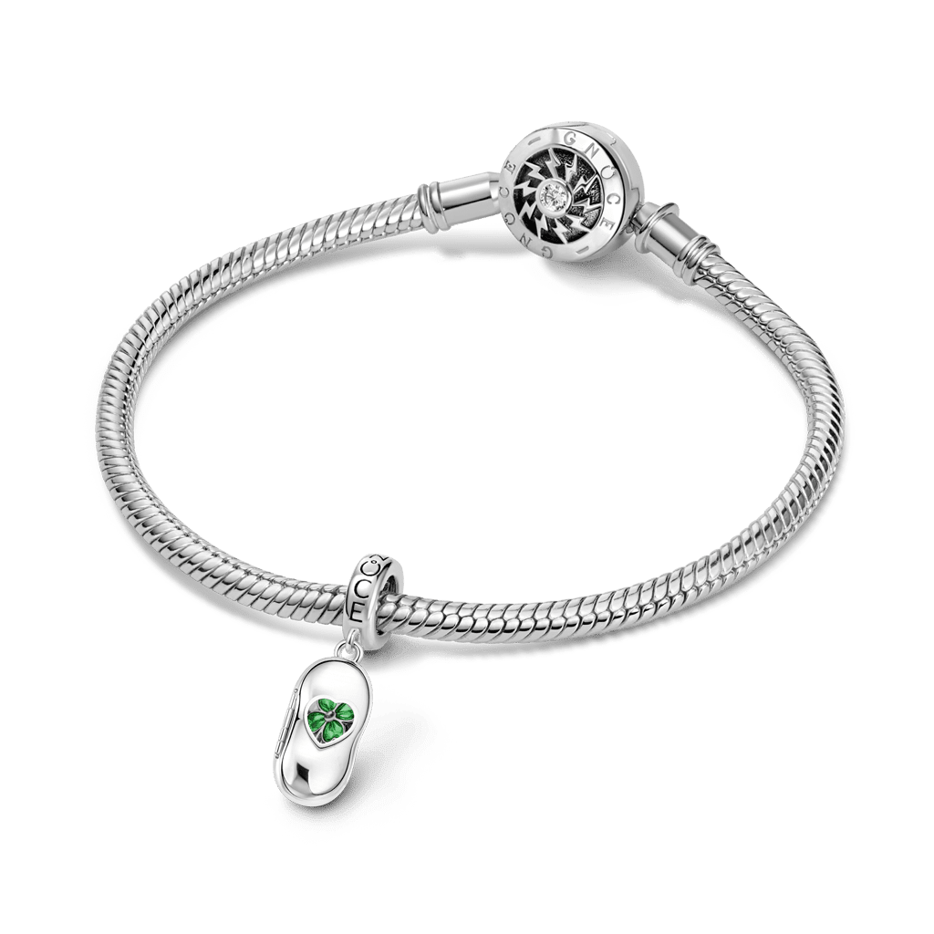 Gnoce Glow-in-the-Dark Lucky Clover Bean Pod Engravable Pendant Dangle Charm_3