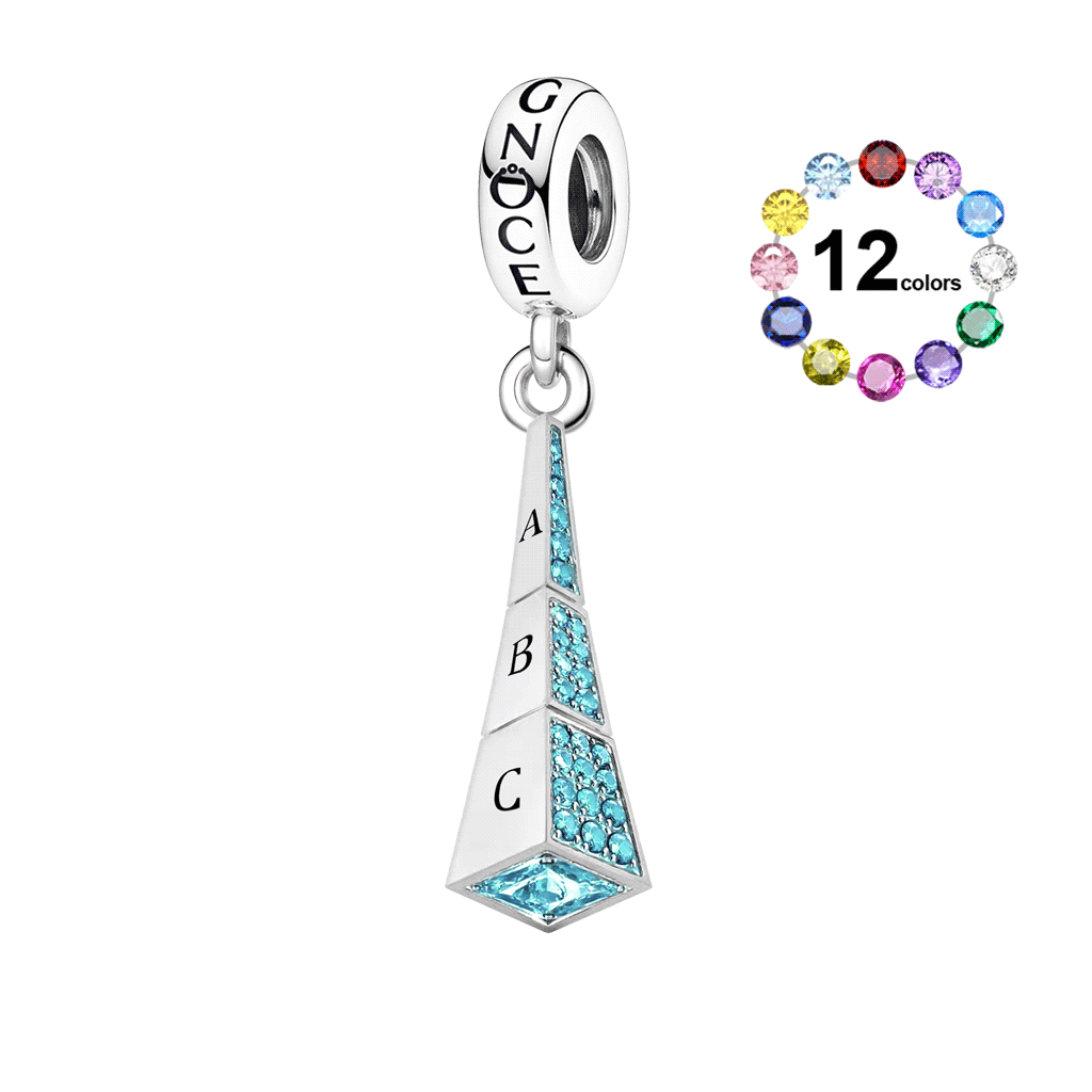 Gnoce Rotating Geometry Customised Birthstone Pendant Dangle Charm_1