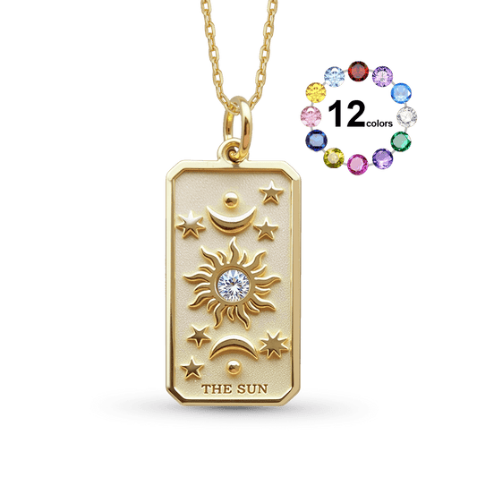 Gnoce The Sun Tarot Card Pendant Necklace_1
