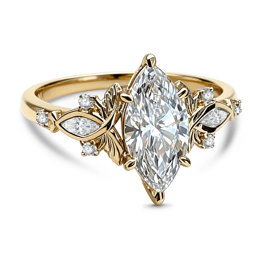 Gnoce Vintage Floral Marquise Cut Engagement Ring_4