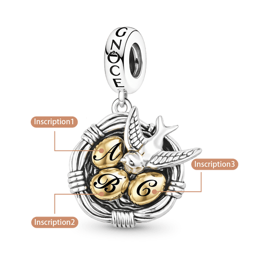 Gnoce Mother's Day Bird's Nest Engravable Pendant Dangle Charm_1