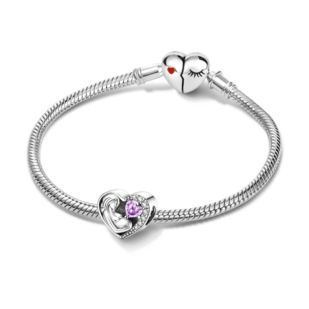 Gnoce Mother & Baby Double-side Customized Birthstone Heart Charm_3