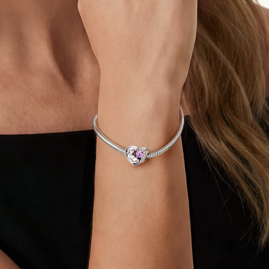 Gnoce Mother & Baby Double-side Customized Birthstone Heart Charm_2