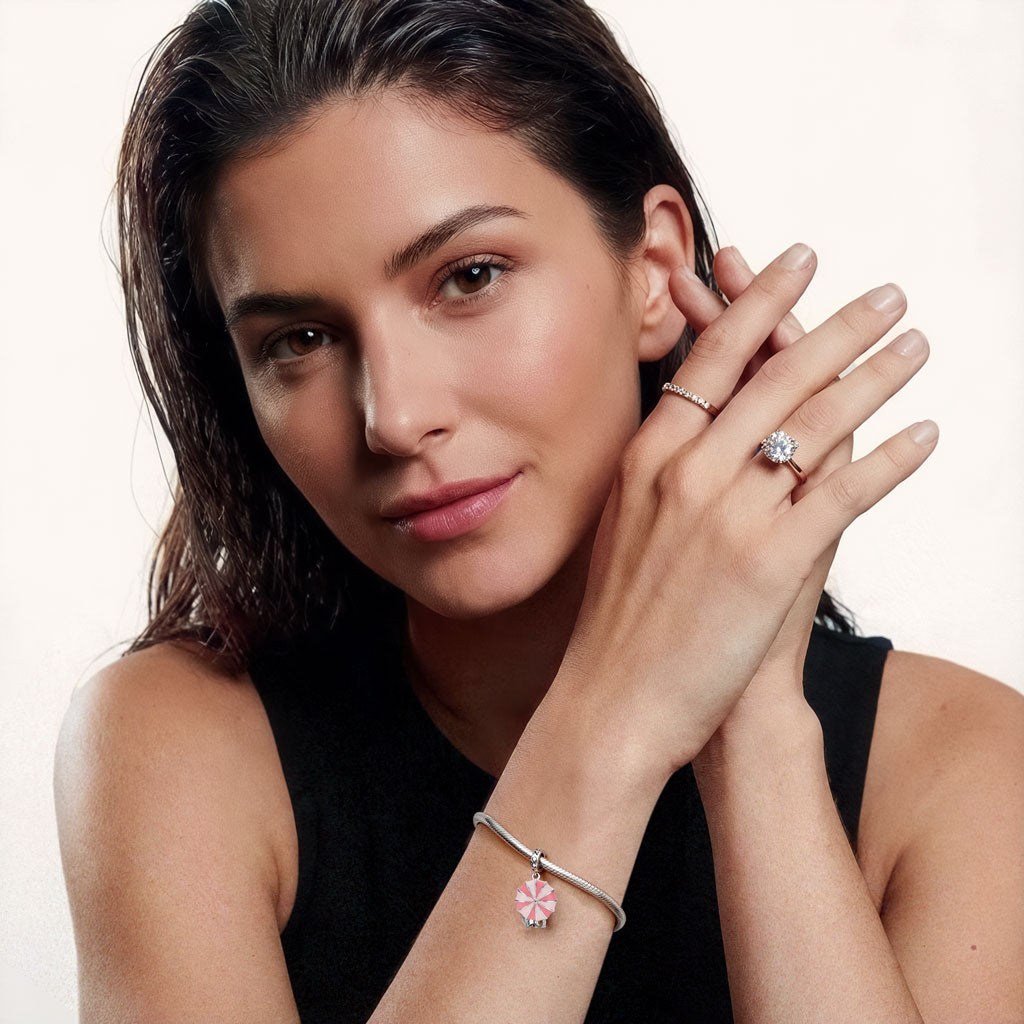 Gnoce Mother & Daughter Under Umbrella Pendant Dangle Charm_5