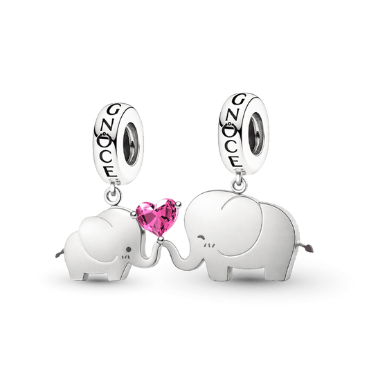 Gnoce Mother's Day Elephant Mother & Child Engravable Pendant Dangle Charm_1