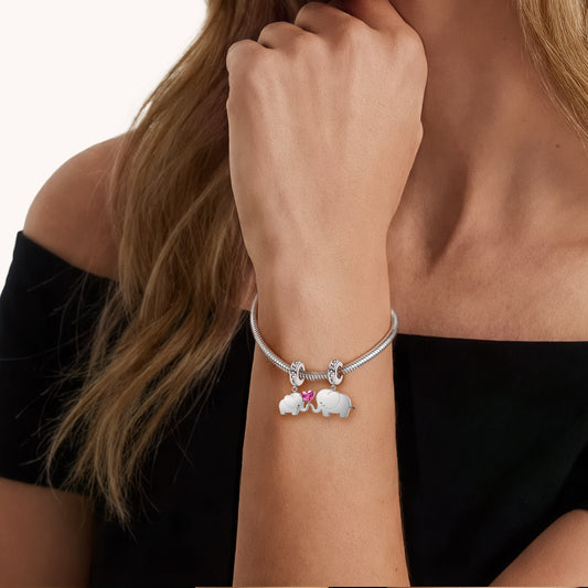 Gnoce Mother's Day Elephant Mother & Child Engravable Pendant Dangle Charm_2