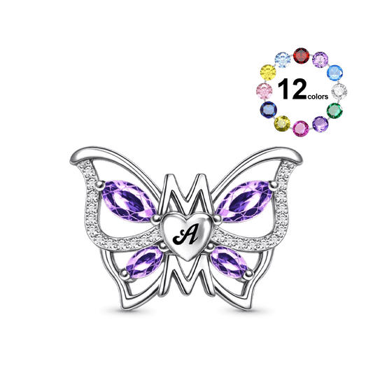 Gnoce Mother's Day Butterfly Customized Birthstone Charm_1