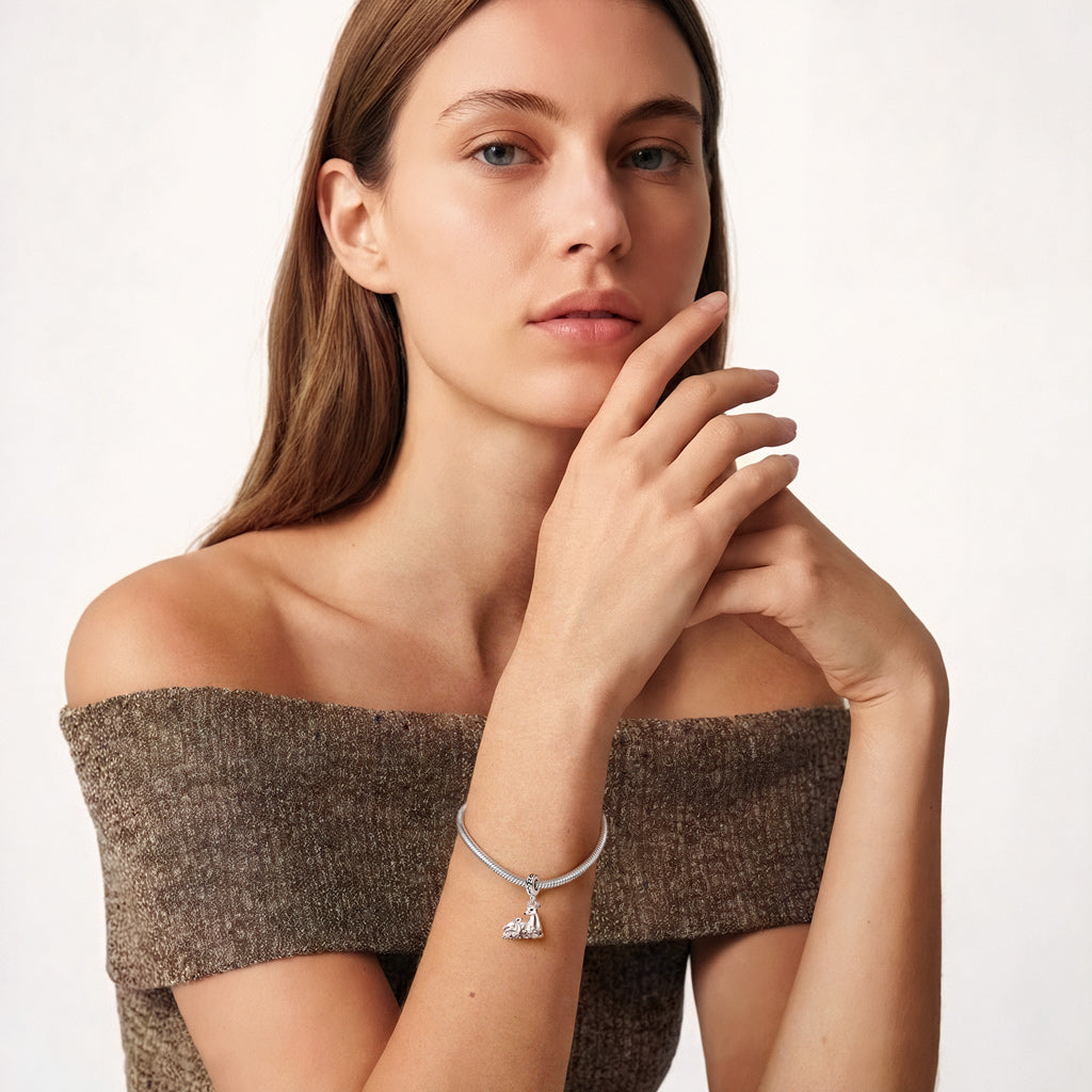 Gnoce Mother's Day Deer Mother & Daughter Pendant Dangle Charm_4