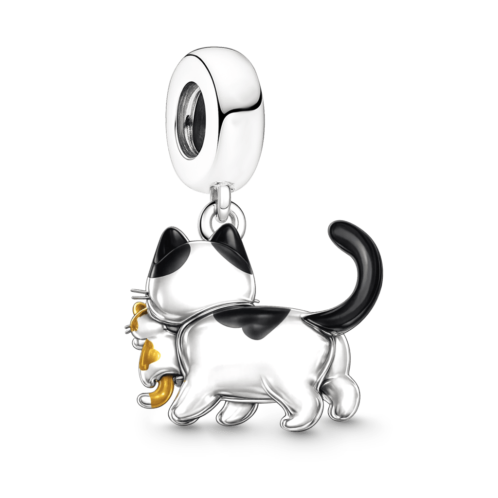 Gnoce Mother's Day Mother Cat Carrying Kitten Pendant Dangle Charm_5